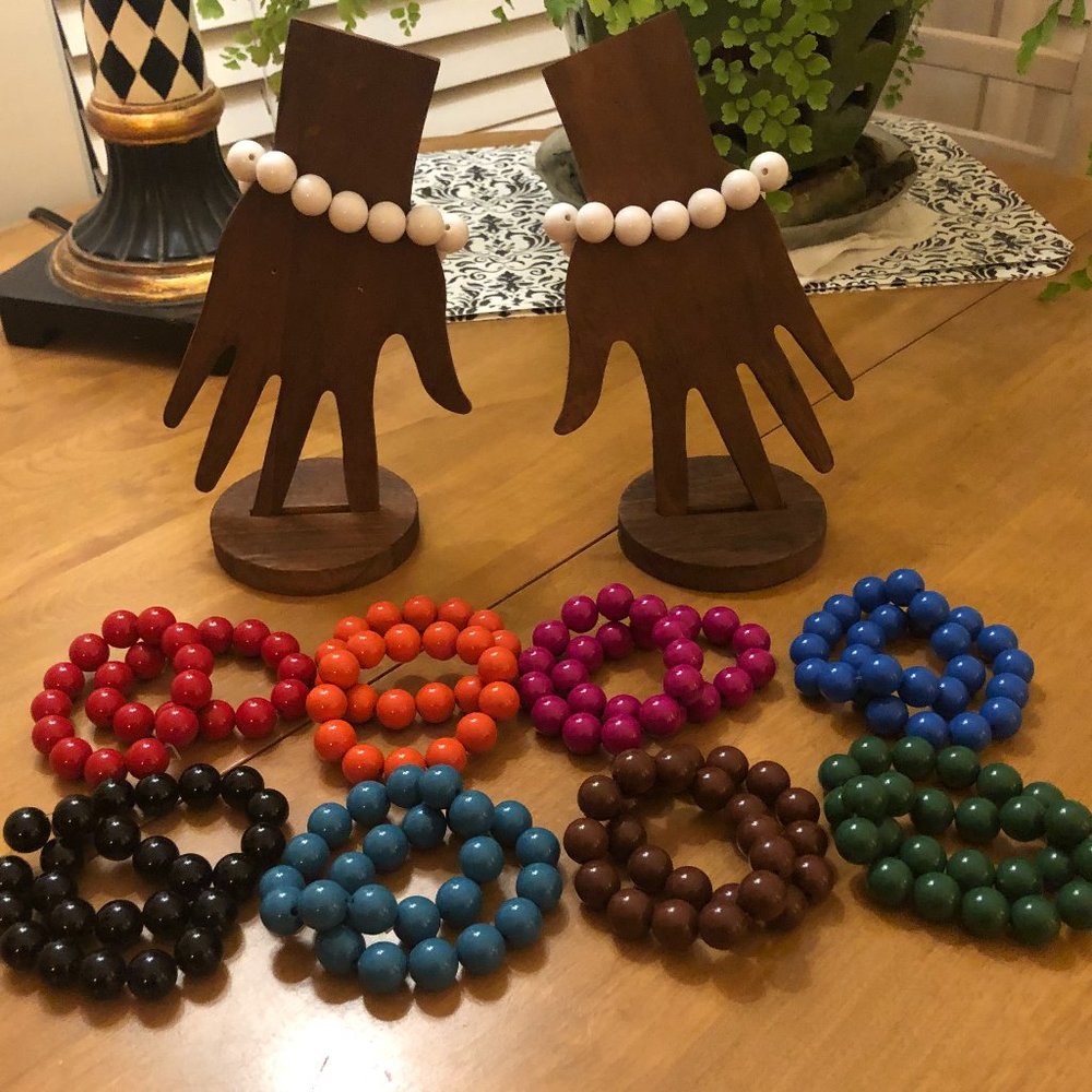 Multi-colored stretch bracelets - set of 18